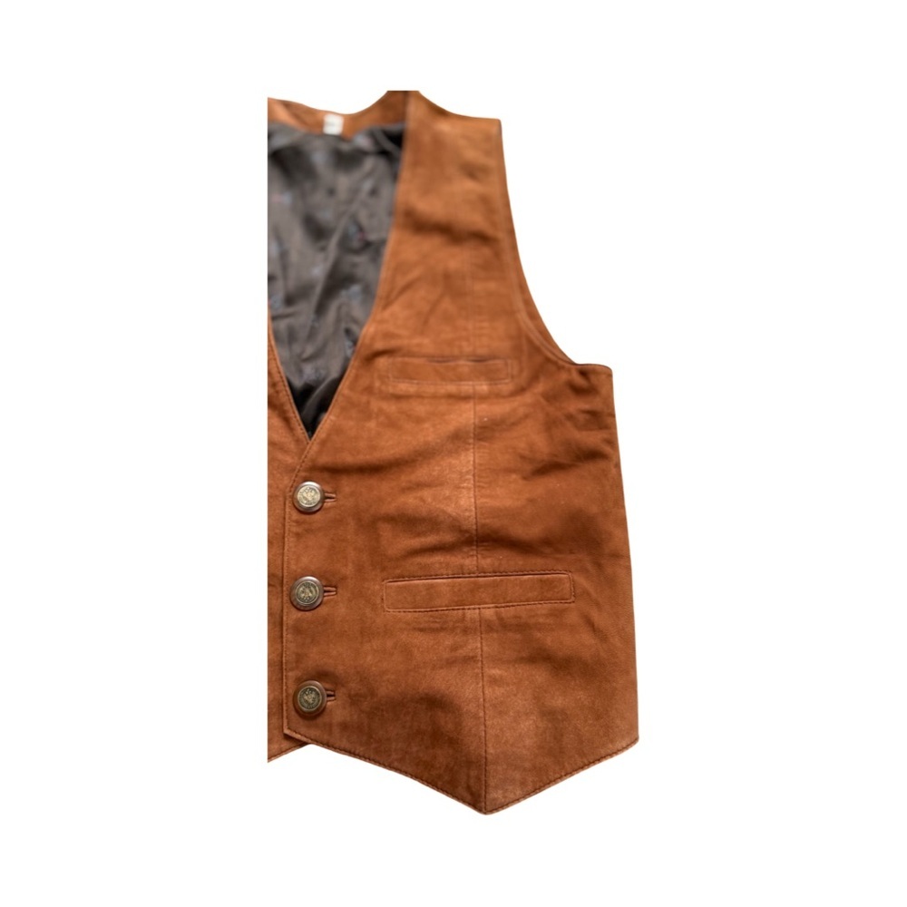 Eclectic Granpa Suede Vest with Button Closure - Picture 4 of 14